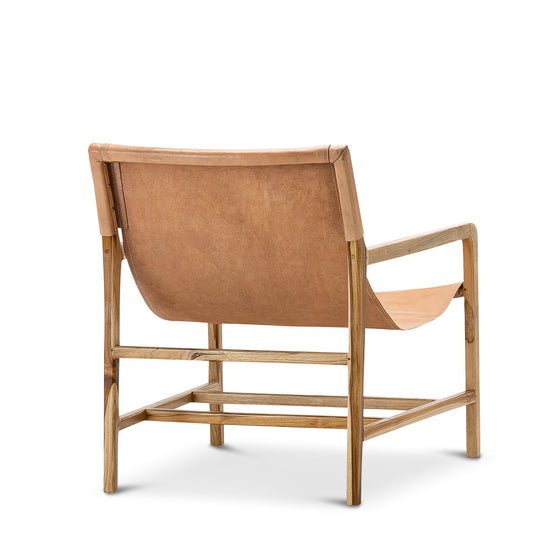 Nathaniel Leather Sling Teak Armchair - Armchairs