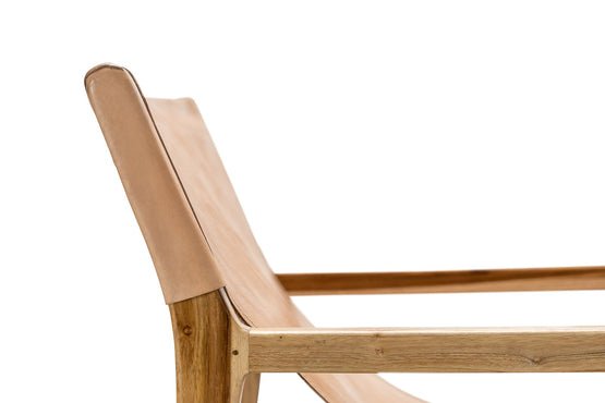 Nathaniel Leather Sling Teak Armchair - Armchairs