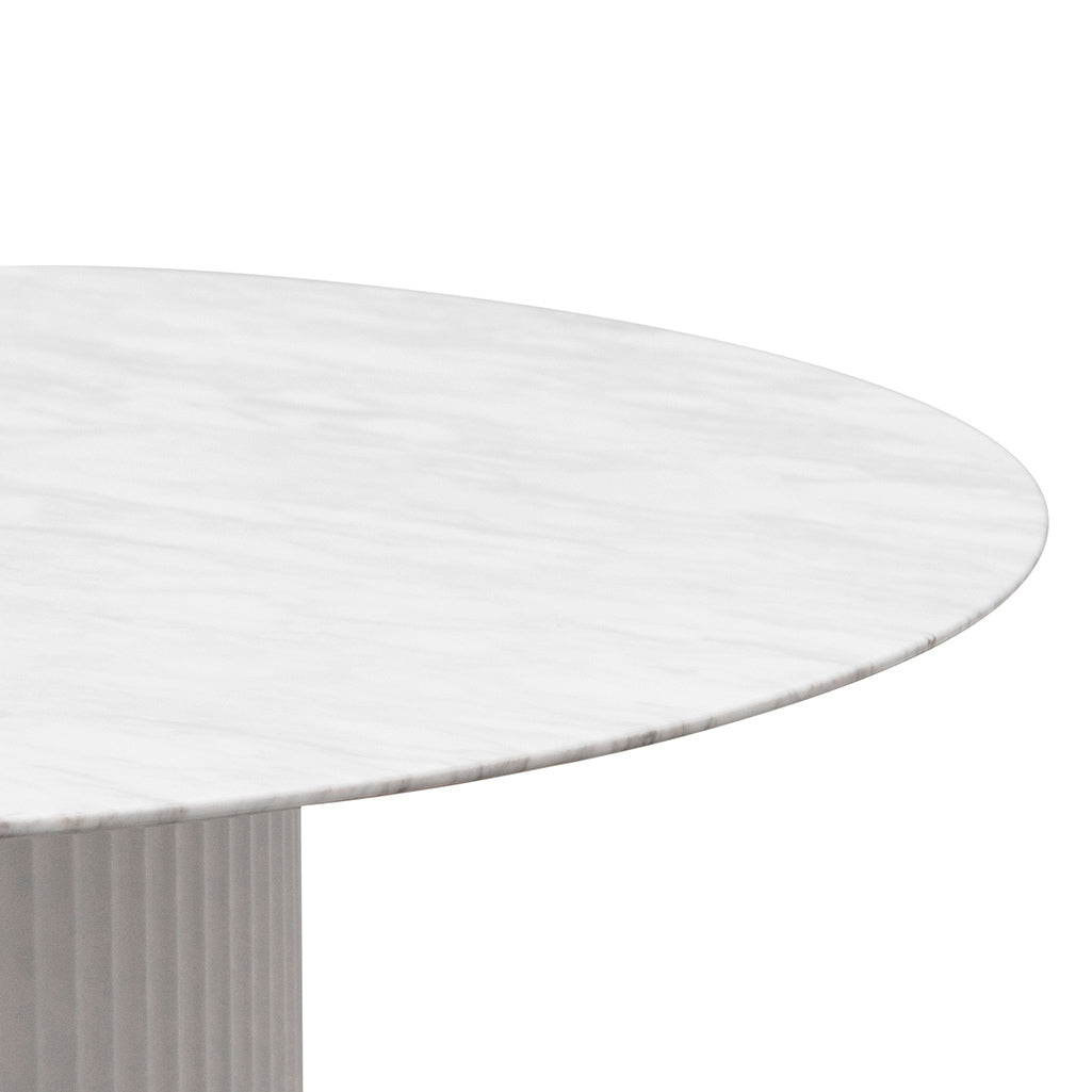 Nemo 1.2m Round Marble Dining Table - White - Dining Tables