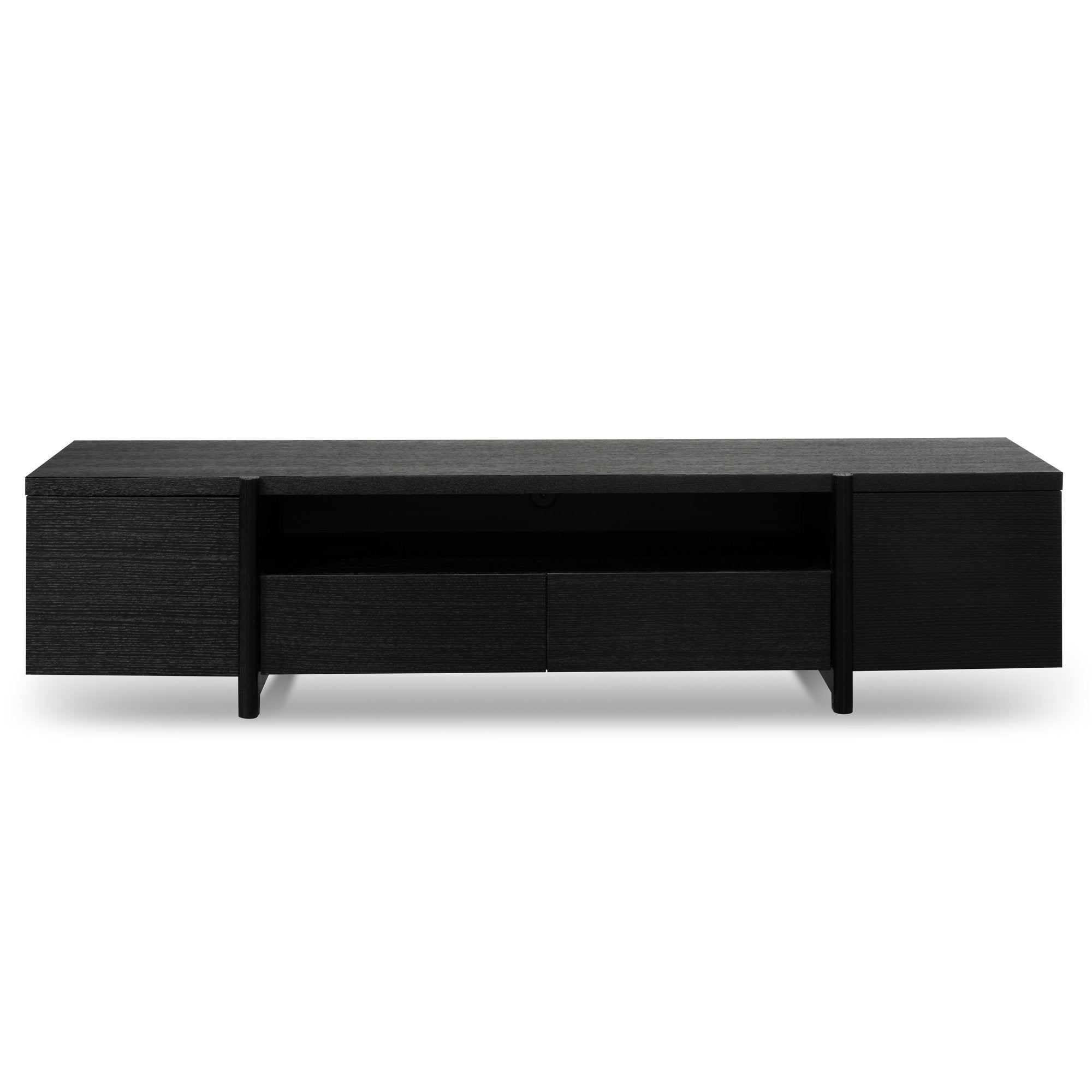 New York Lowline Wooden TV Entertainment Unit - Black Oak - TV Units
