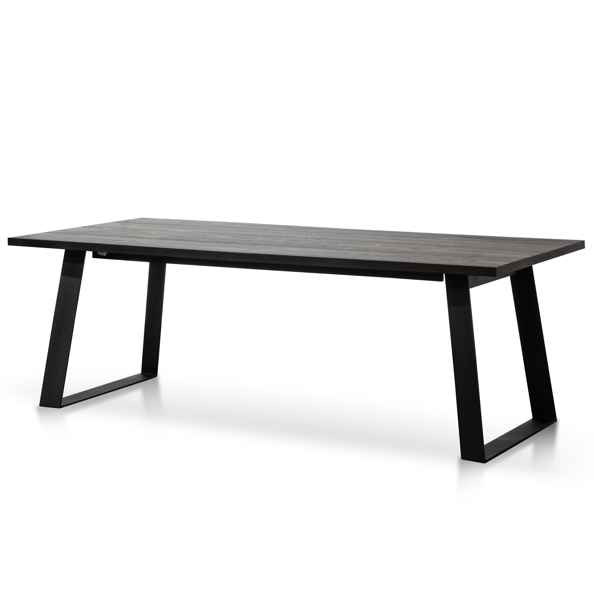 Nile 2.2m Straight Top Dining table - Black Rustic Oak - Metal Legs - Dining Tables