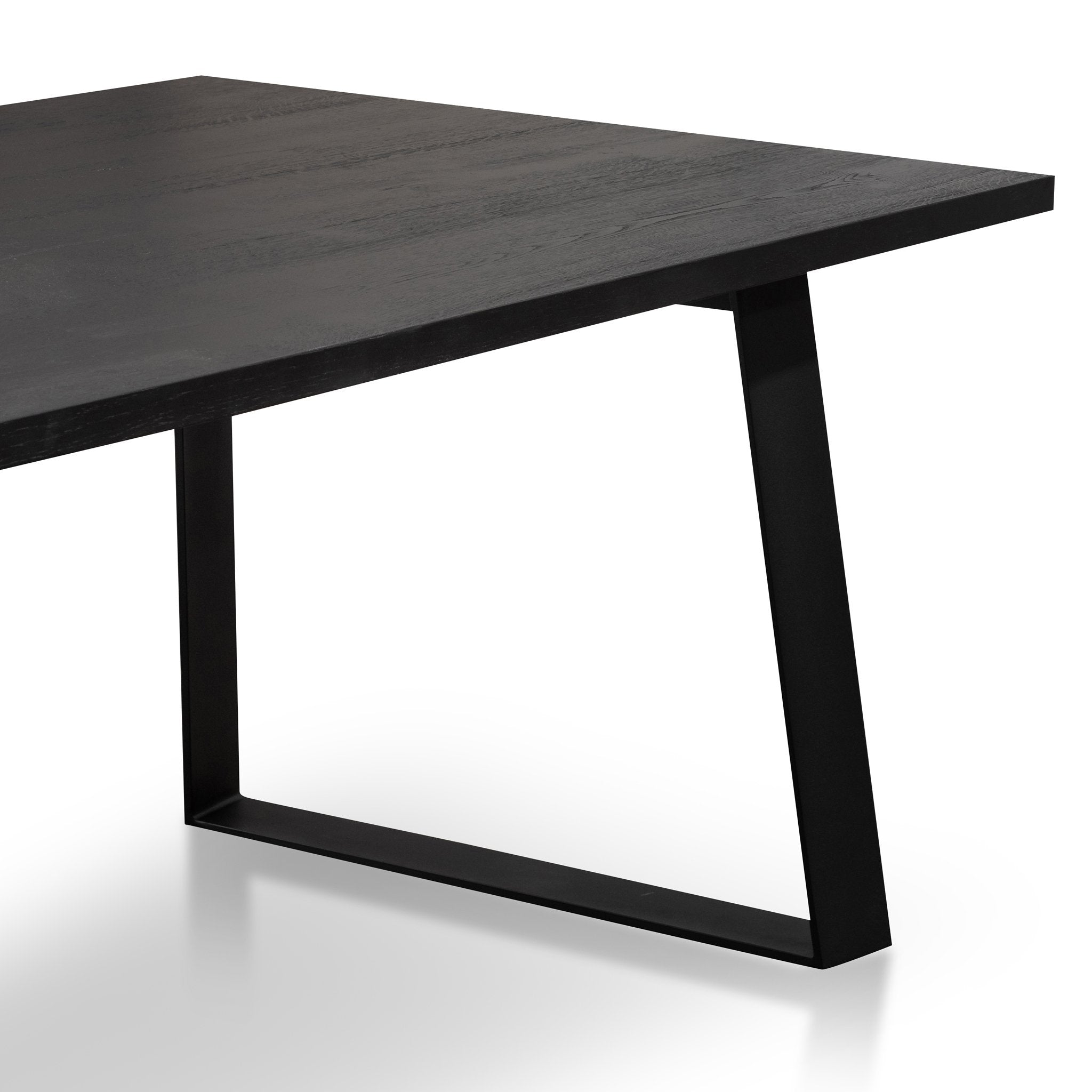 Nile 2.2m Straight Top Dining table - Black Rustic Oak - Metal Legs - Dining Tables