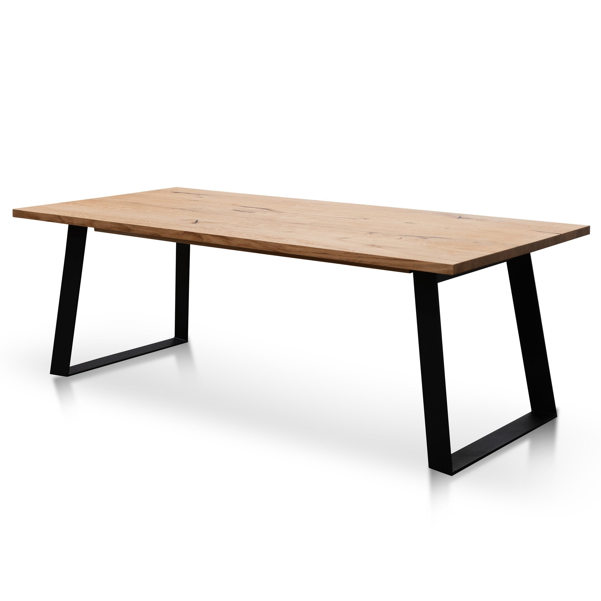 Nile 2.2m Straight Top Dining table - Rustic Oak - Metal Legs - Dining Tables