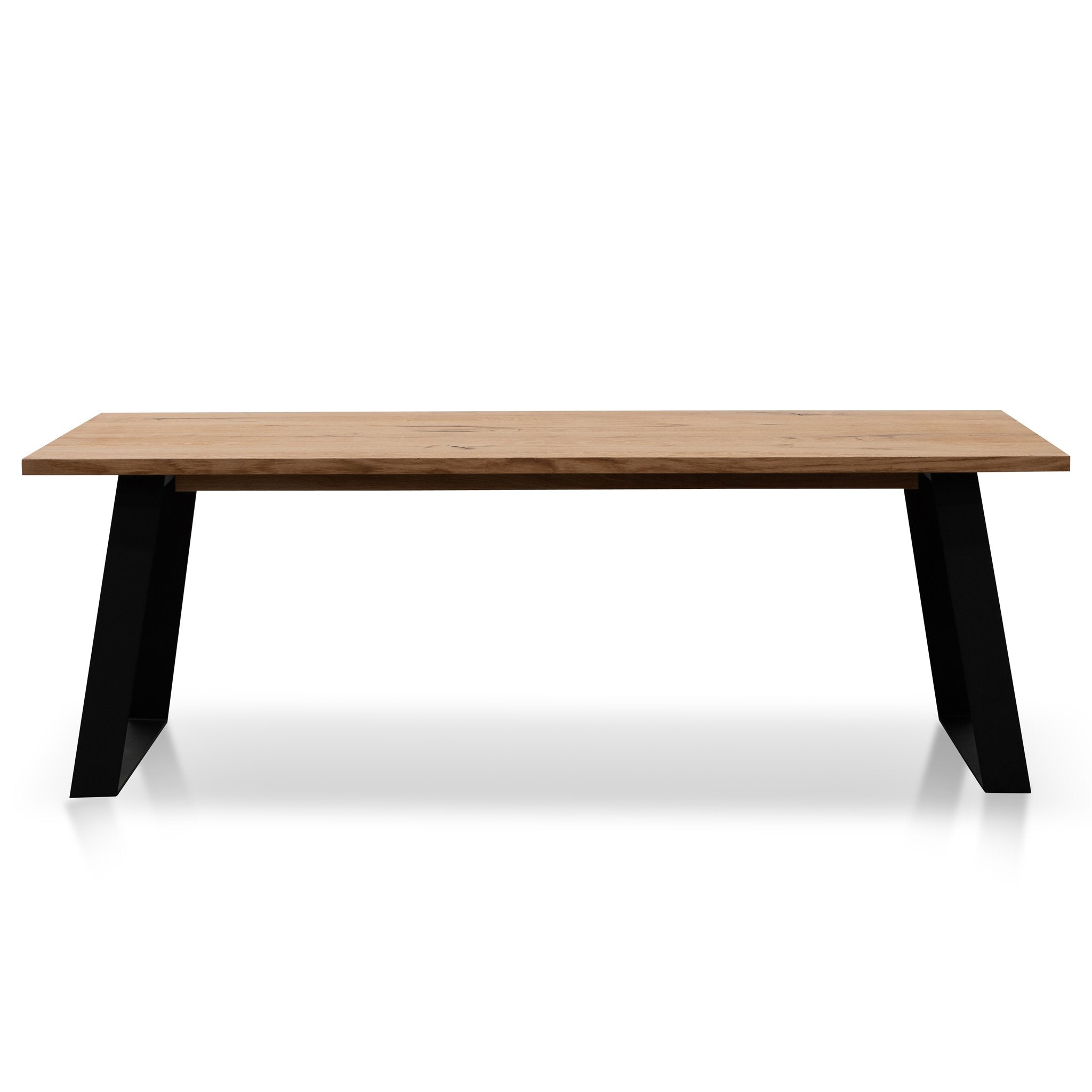 Nile 2.2m Straight Top Dining table - Rustic Oak - Metal Legs - Dining Tables