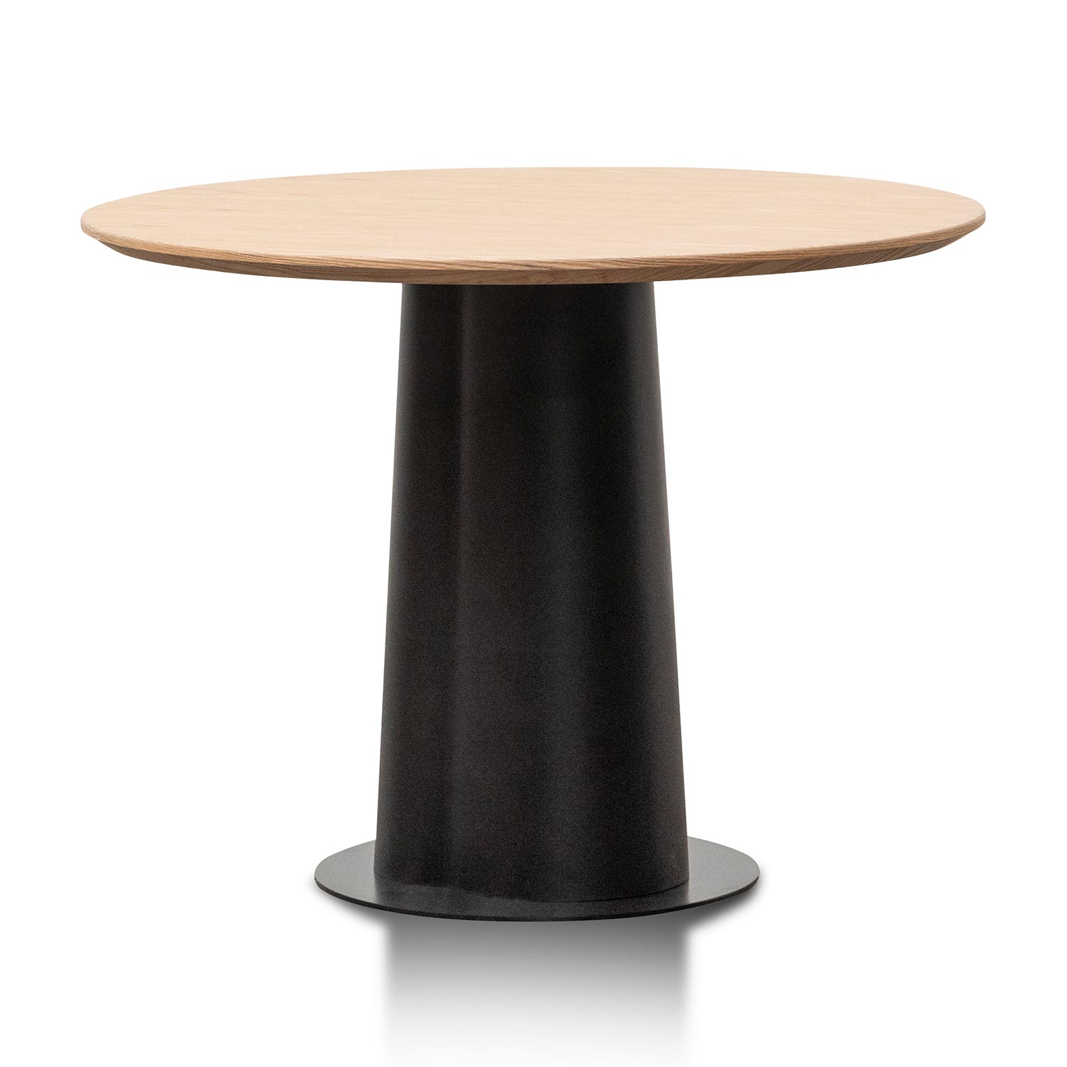 Nilo Round Wooden Dining Table - Natural Top and Black Base - Dining Tables