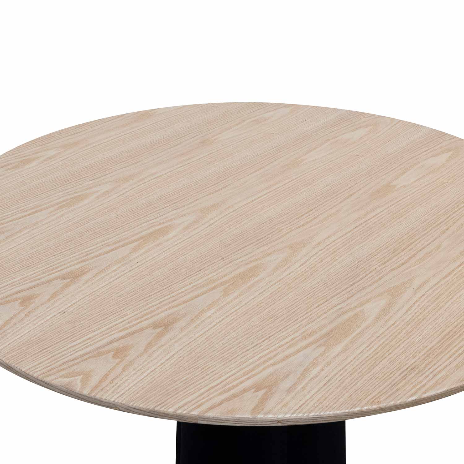 Nilo Round Wooden Dining Table - Natural Top and Black Base - Dining Tables