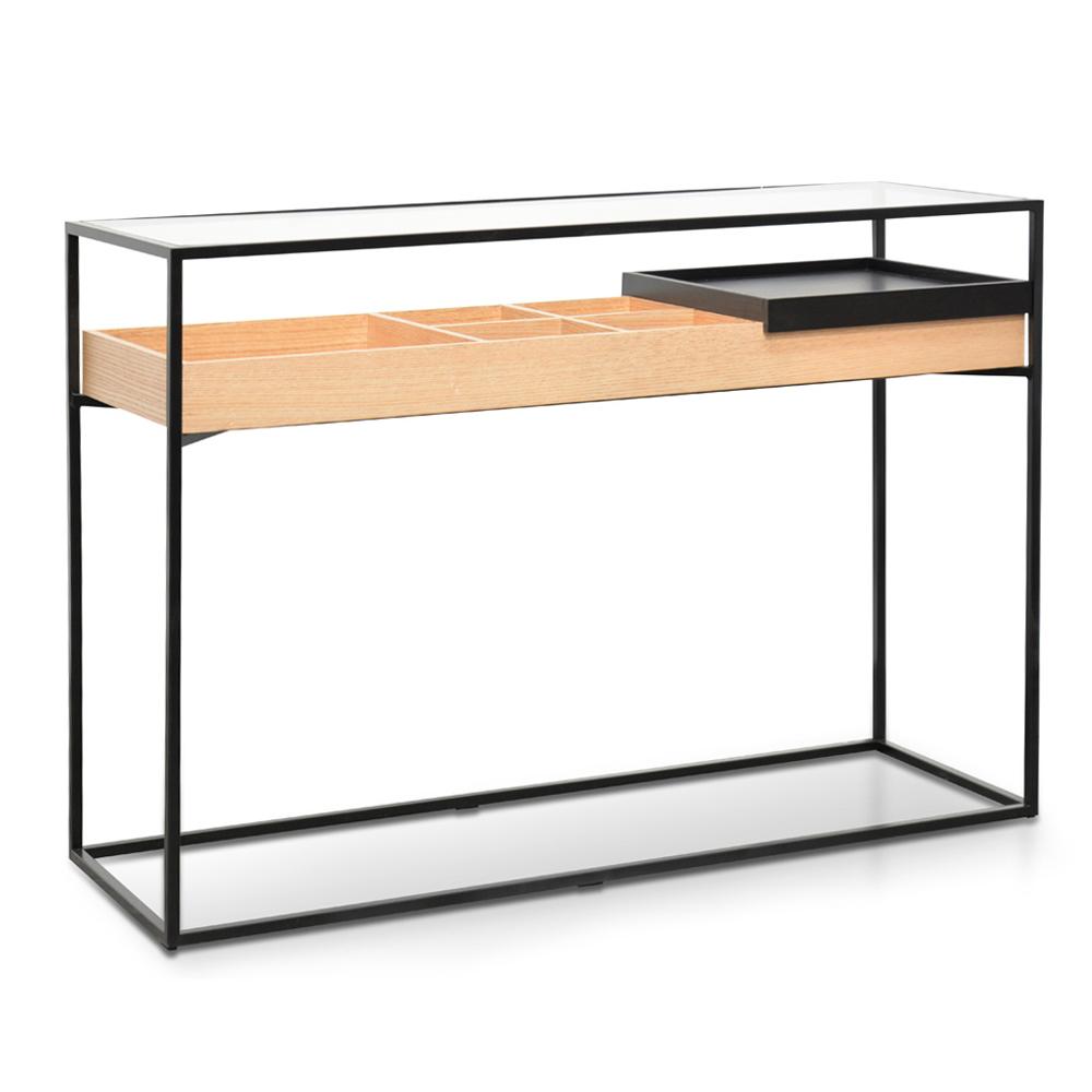 Oliver Metal Frame Console - Natural and Black - Console
