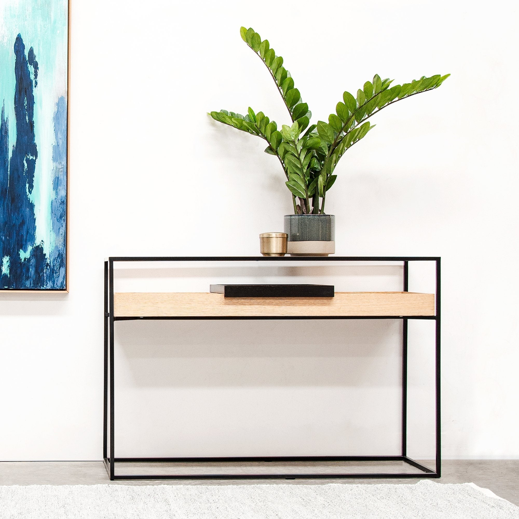 Oliver Metal Frame Console - Natural and Black - Console