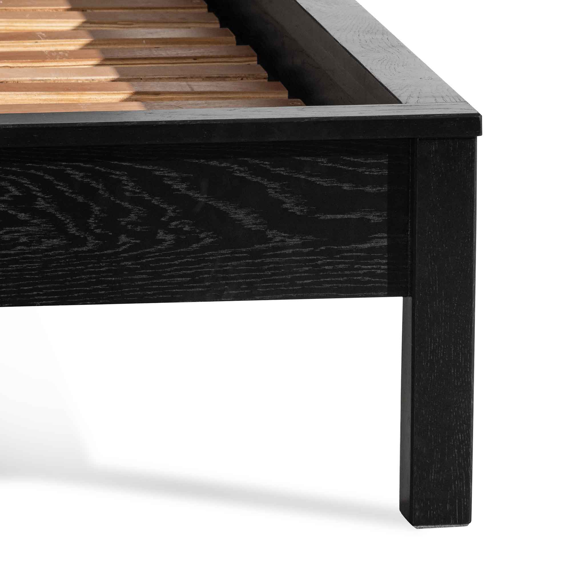 Olivia Wooden Queen Bed Frame - Black Rattan - Beds