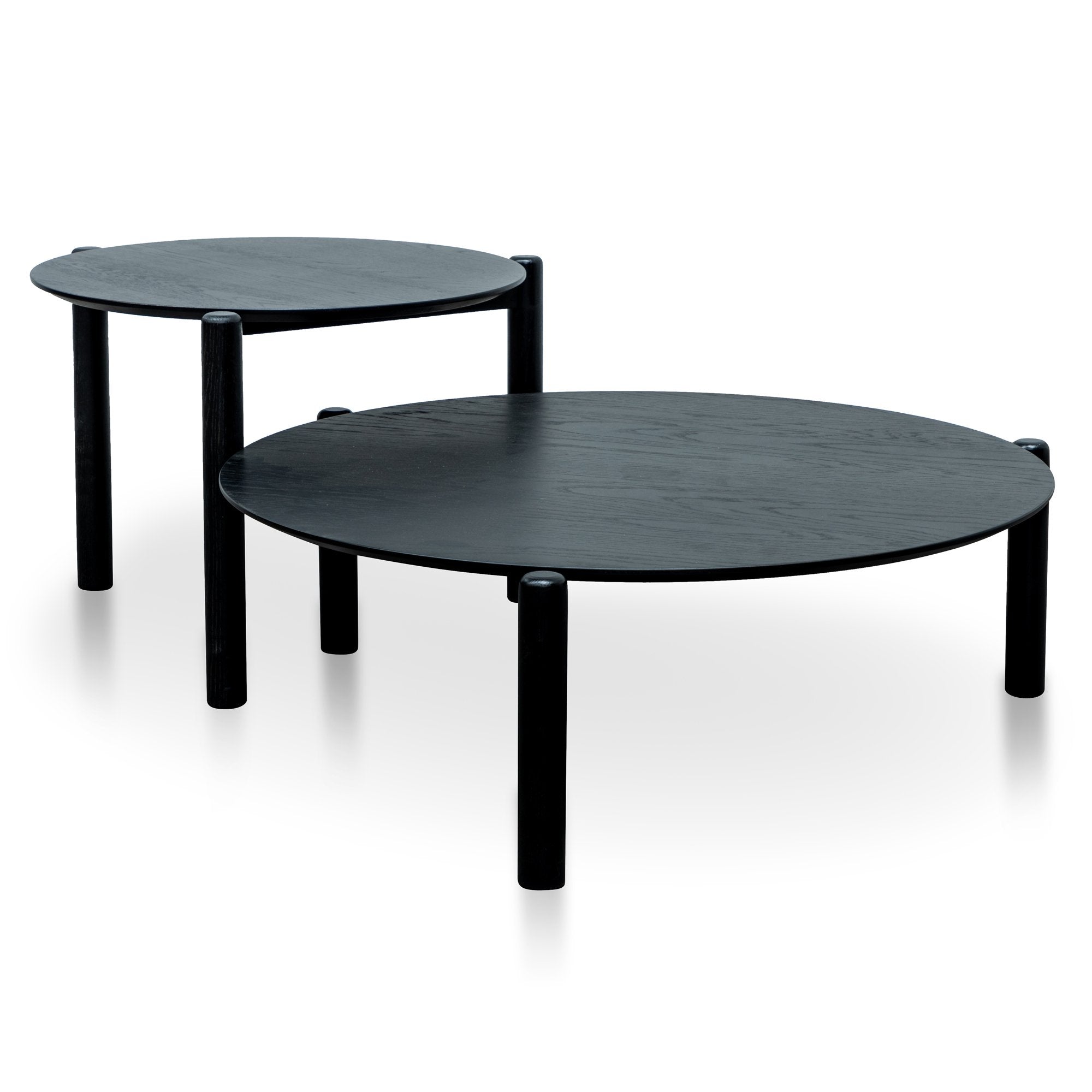 Olivia Wooden Round Coffee Table - Black - Coffee Table