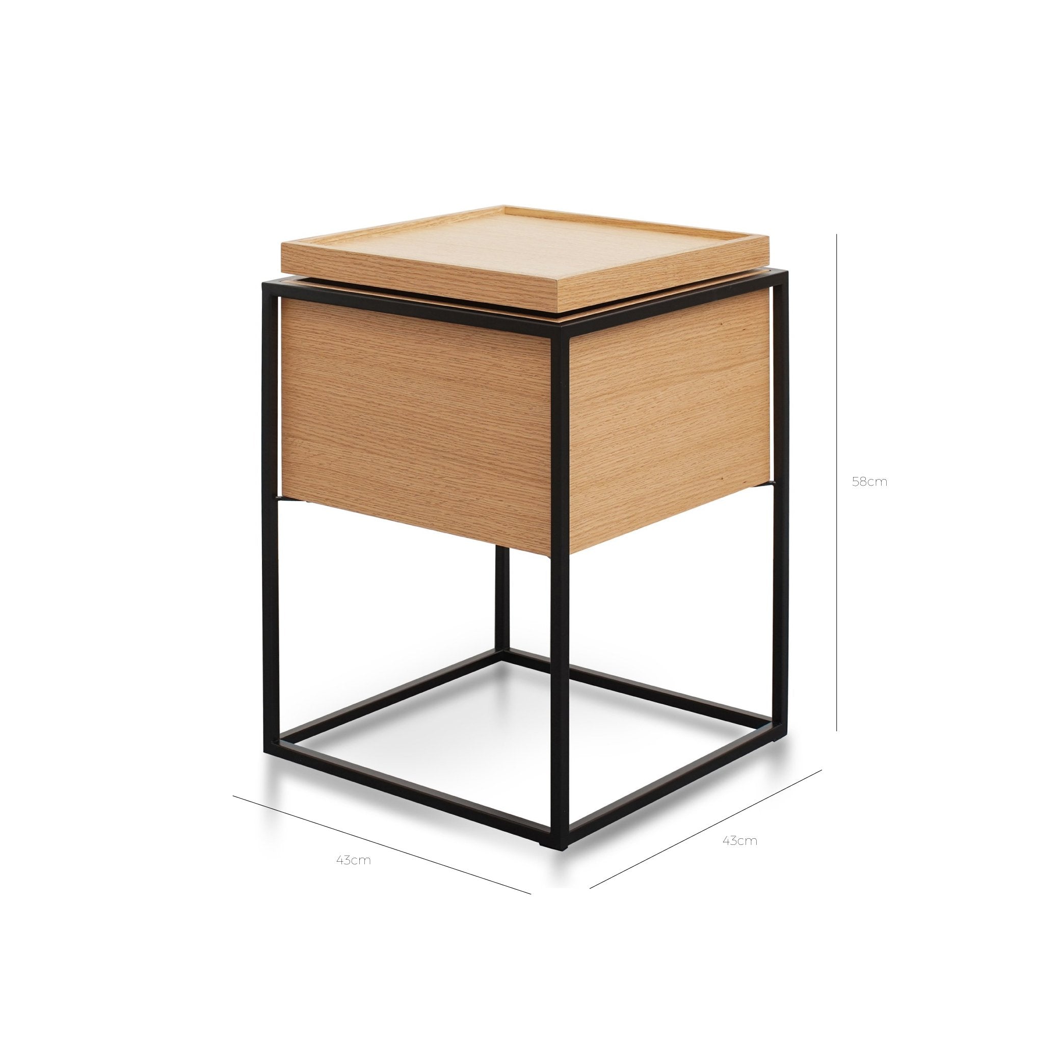 Onyx Scandinavian Oak Side Table - Black and Natural - Bedside Tables