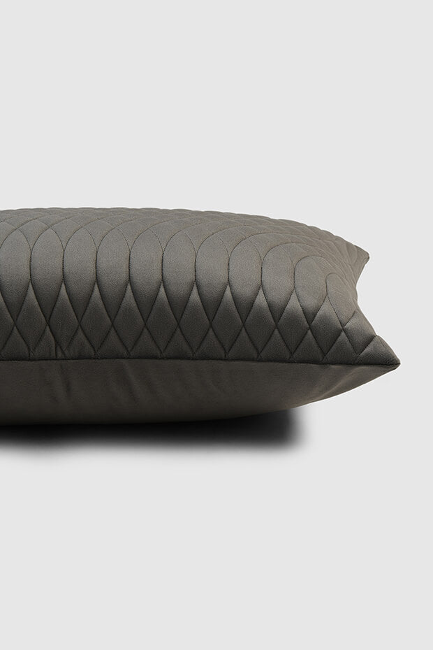 Opulent Wave Embossed Lumbar Pillow Cover , Grey - Pillow Covers