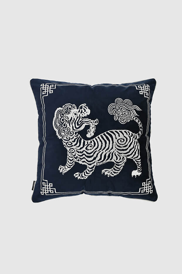 Oriental Blue Velvet Pillow Cover - Pillow Covers