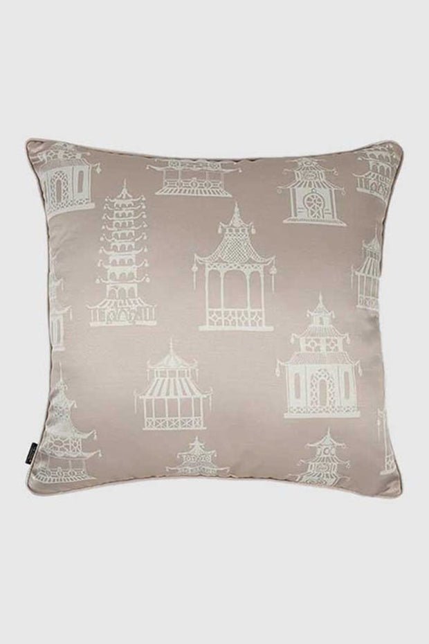 Oriental Pagoda Pillow Cover , Gold - Pillow Covers