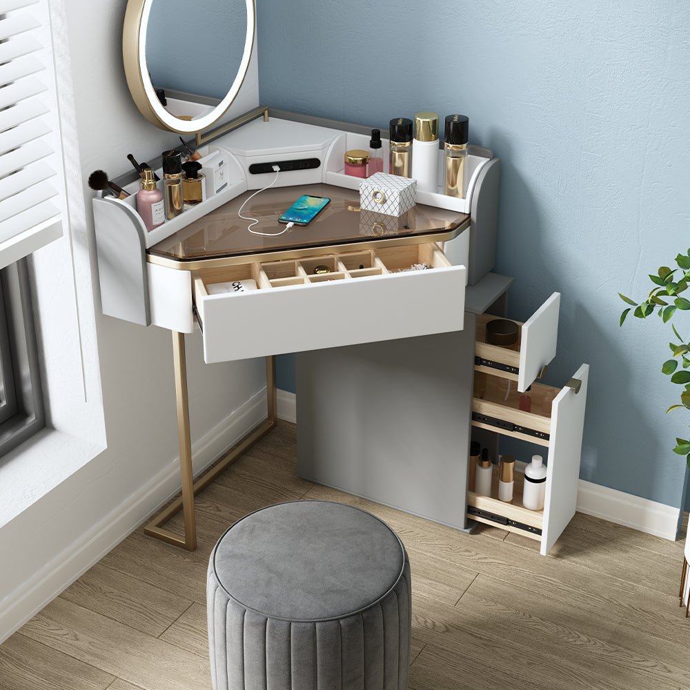 Paris Gray Wood Vanity Set - Make-Up Vanity