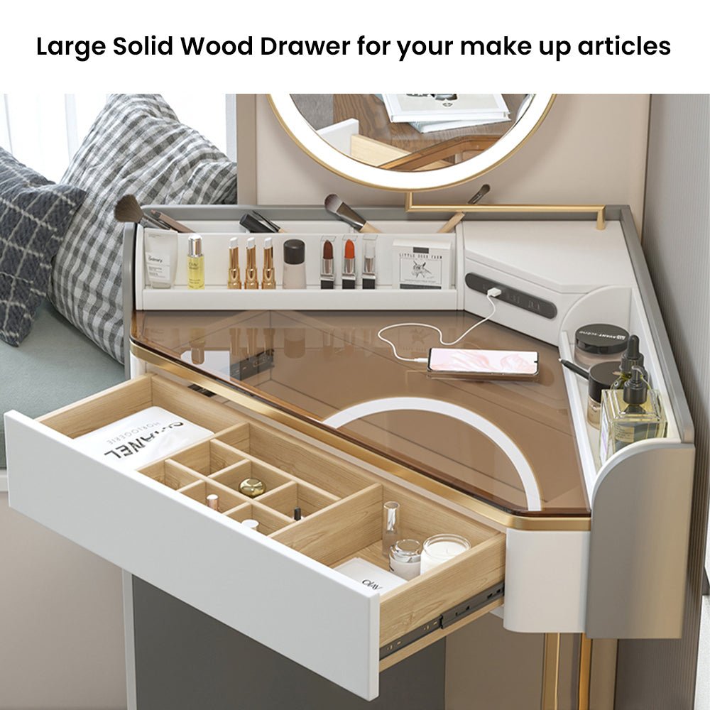 Paris Gray Wood Vanity Set - Make-Up Vanity