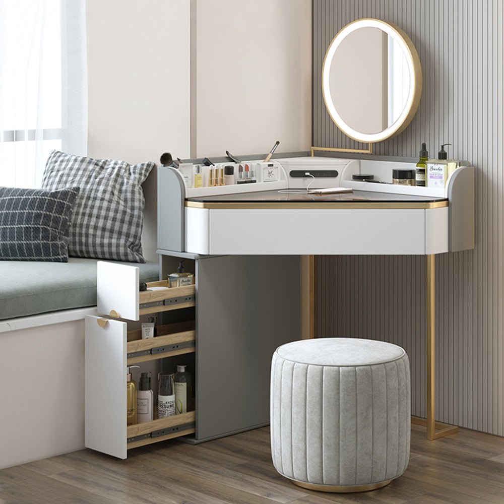 Paris Gray Wood Vanity Set - Make-Up Vanity