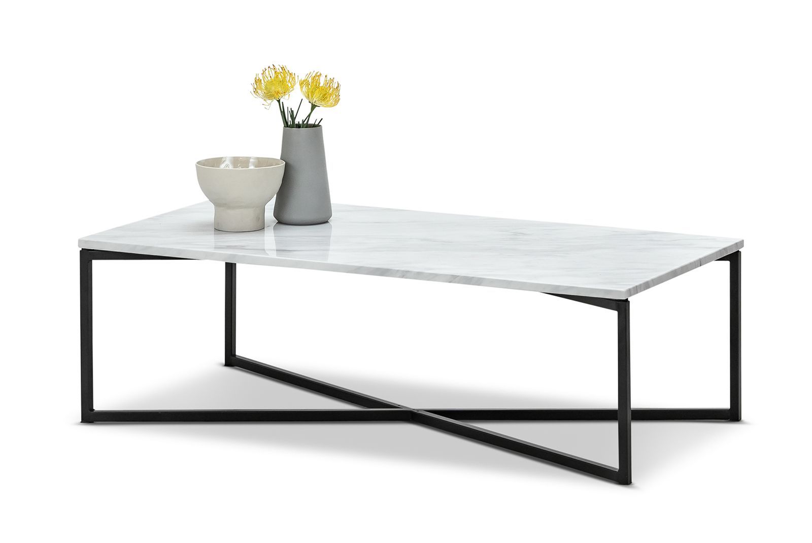 Parker Rectangle White Marble Coffee Table - Coffee Table