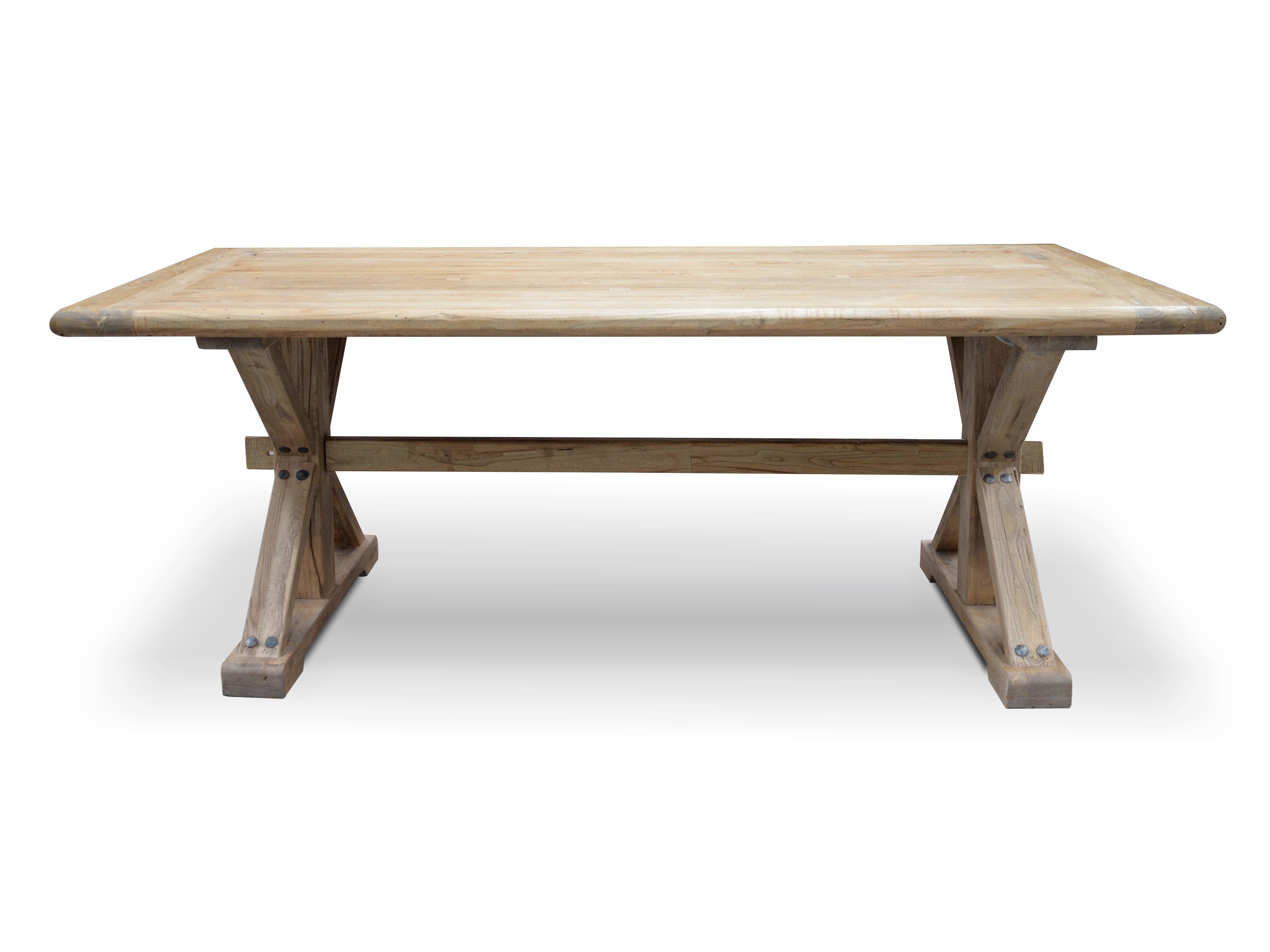 Parliment 2m Reclaimed Oak Wood Dining Table - Rustic Natural - Dining Tables