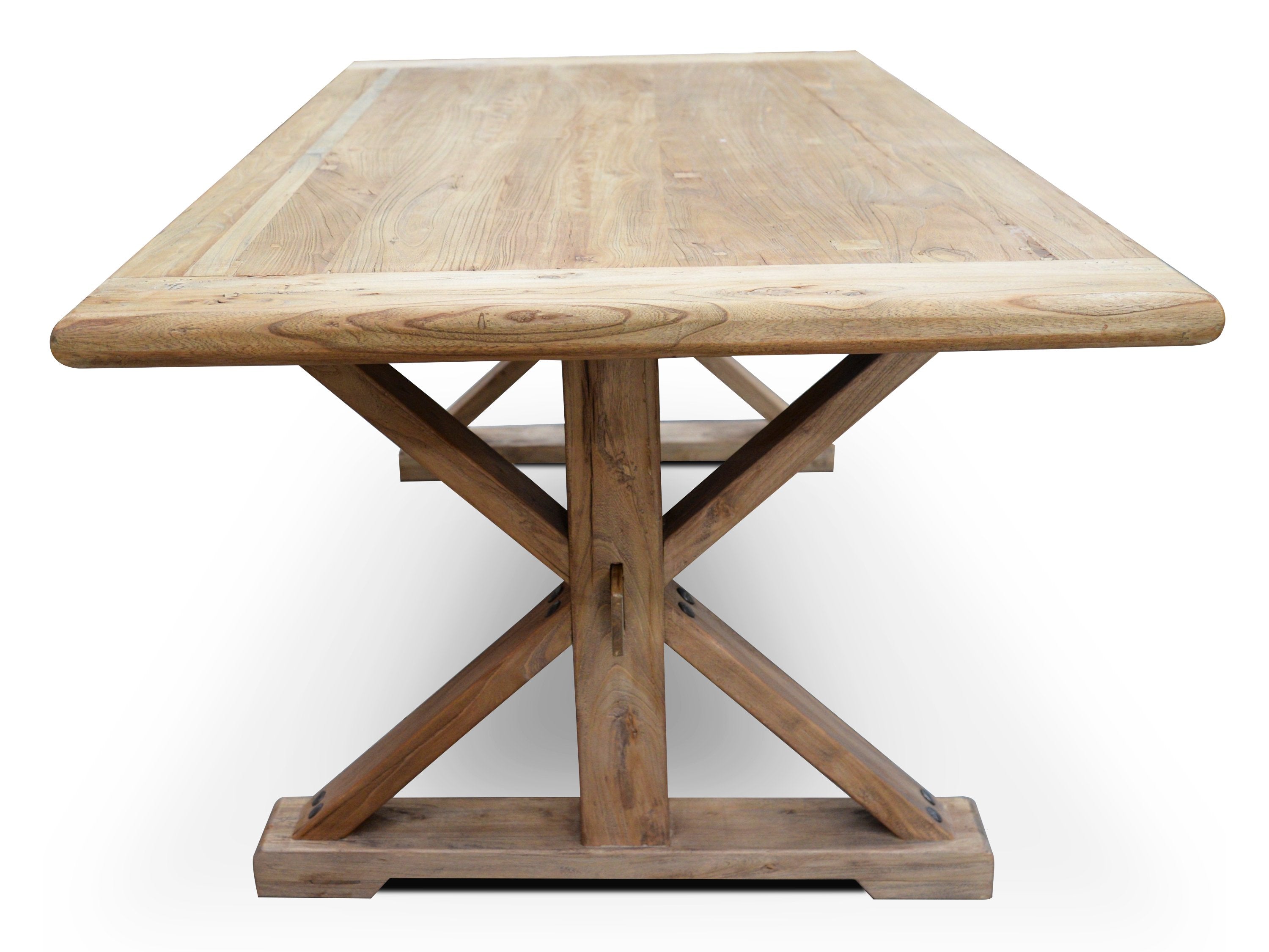 Parliment 2m Reclaimed Oak Wood Dining Table - Rustic Natural - Dining Tables