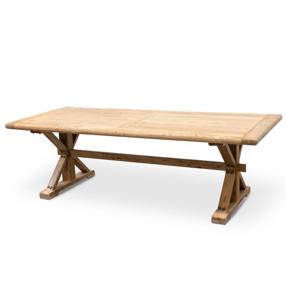 Parliment Reclaimed 3m Oak Wood Dining Table - Rustic Natural - Dining Tables