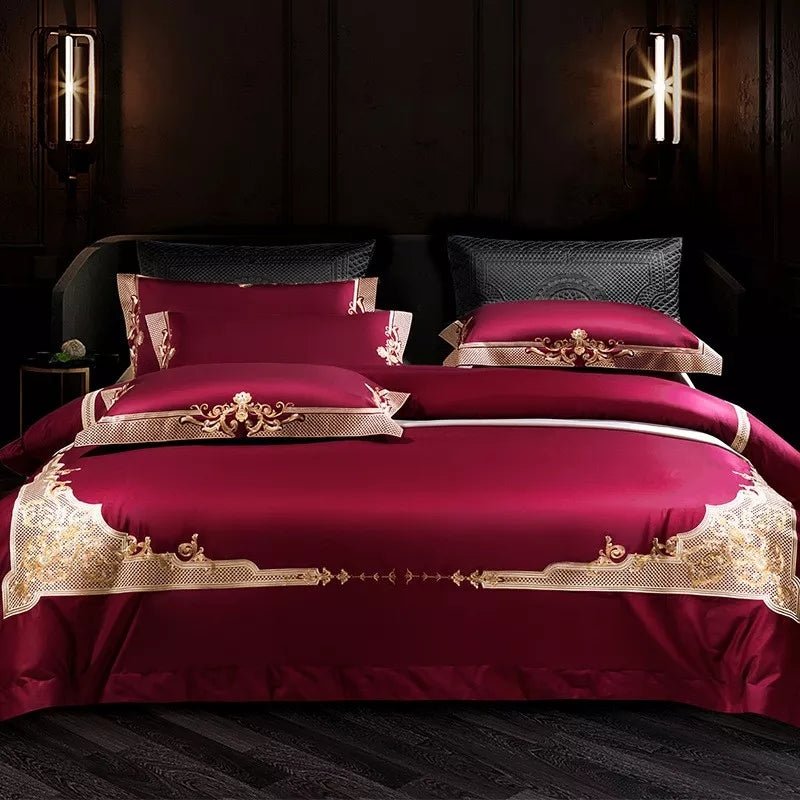 Passion Flame Golden Jacquard Duvet Cover Set - Duvet Covers