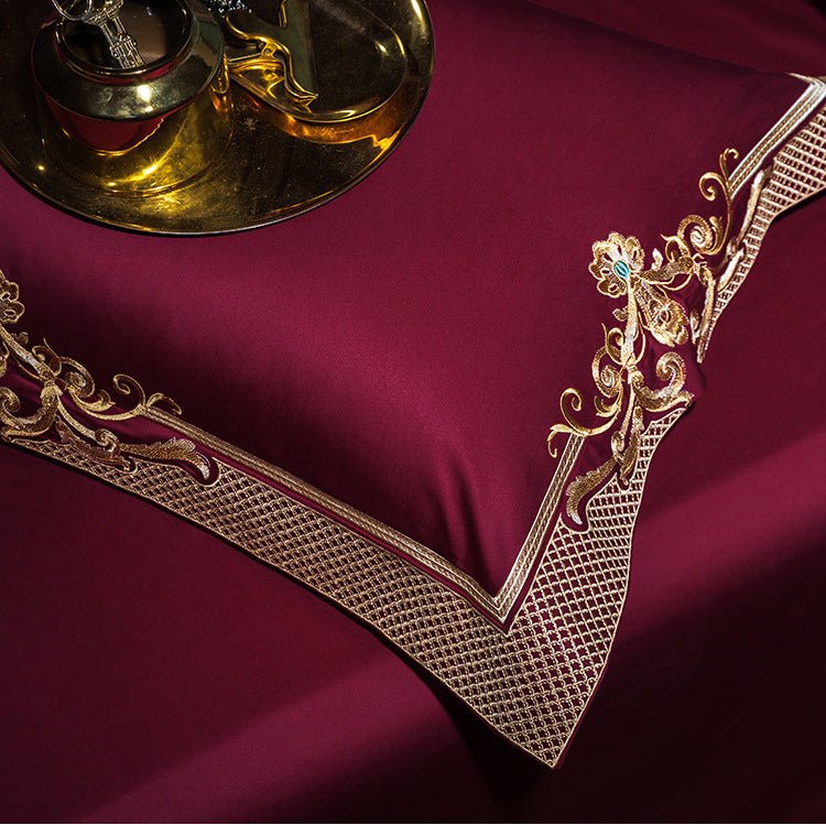 Passion Flame Golden Jacquard Duvet Cover Set - Duvet Covers