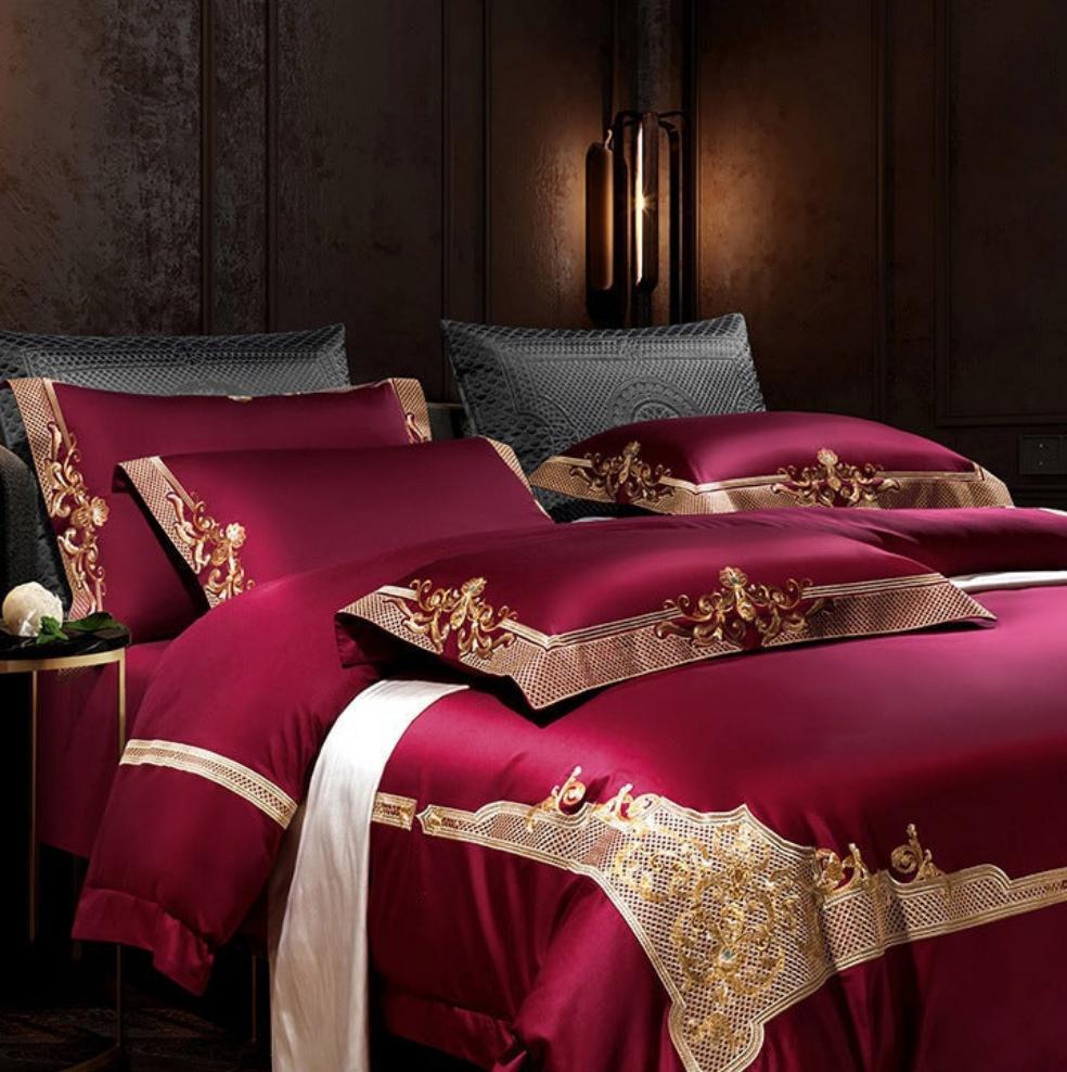 Passion Flame Golden Jacquard Duvet Cover Set - Duvet Covers