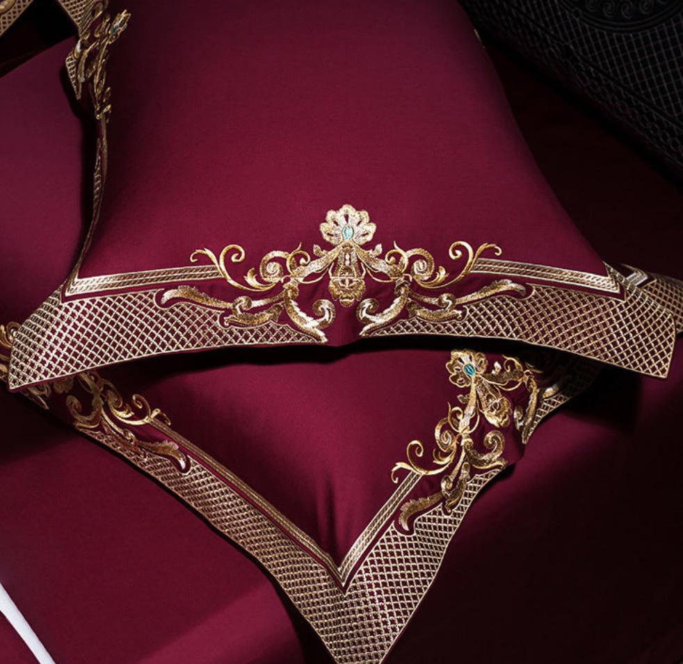 Passion Flame Golden Jacquard Duvet Cover Set - Duvet Covers