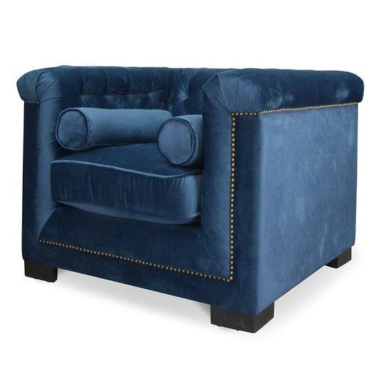 Penelope Chesterfield Lounge Chair - Navy Velvet - Armchairs