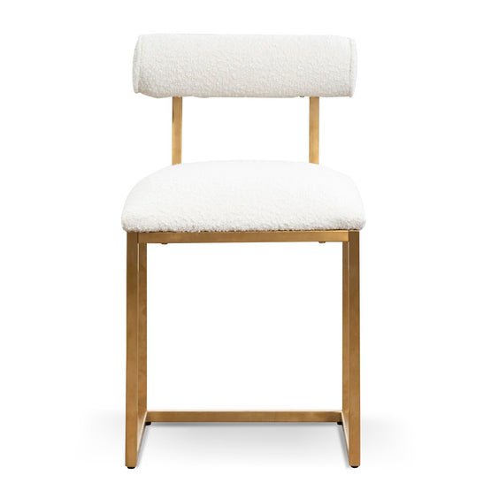 Petra Ivory White Boucle Occasional Chair - Brushed Gold Base - Armchairs