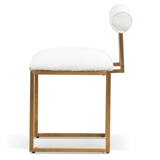 Petra Ivory White Boucle Occasional Chair - Brushed Gold Base - Armchairs