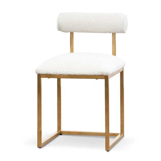 Petra Ivory White Boucle Occasional Chair - Brushed Gold Base - Armchairs