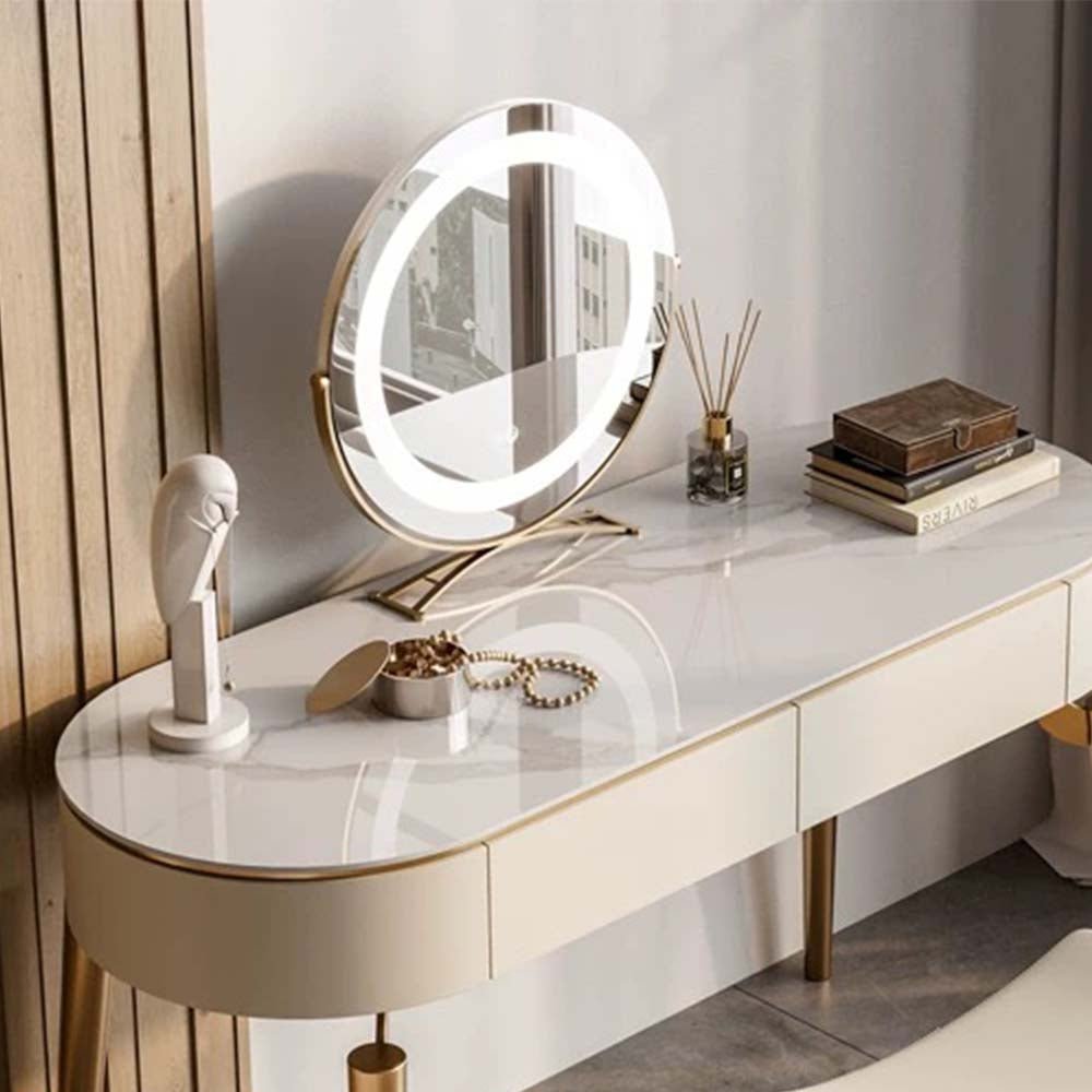 Prague White LED Lights Vanity Set - Make-Up Vanity