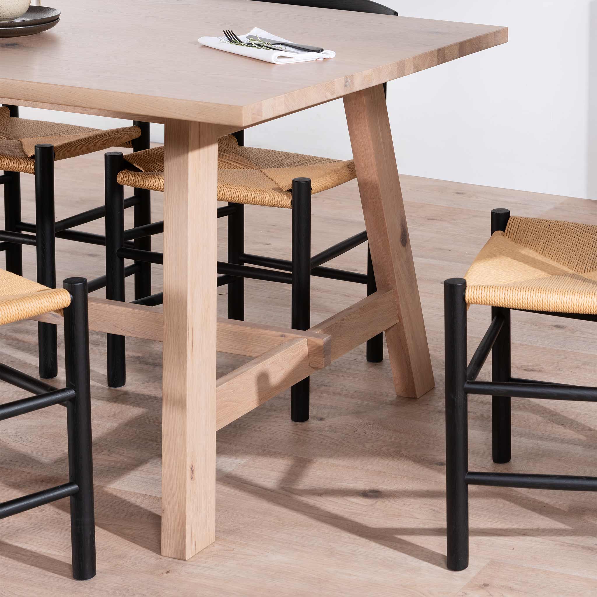 Quail 2.2m Wooden Dining Table - Washed Natural - Dining Tables