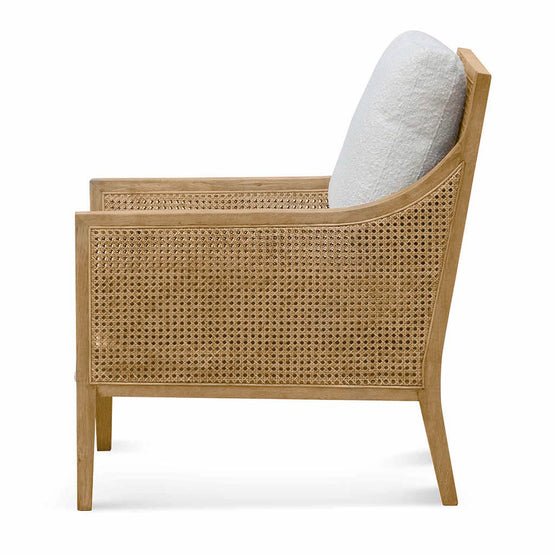 Raya Rattan Arm Chair - Ivory White Boucle - Armchairs