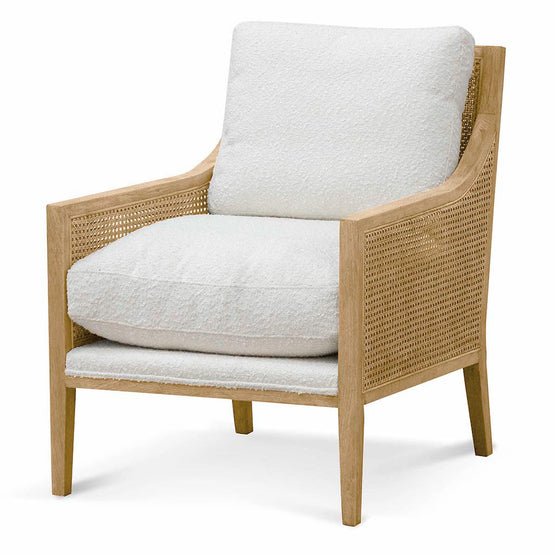 Raya Rattan Arm Chair - Ivory White Boucle - Armchairs