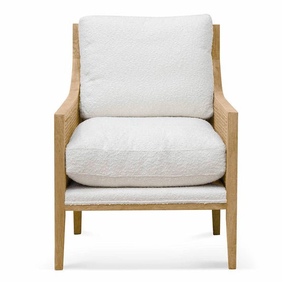 Raya Rattan Arm Chair - Ivory White Boucle - Armchairs