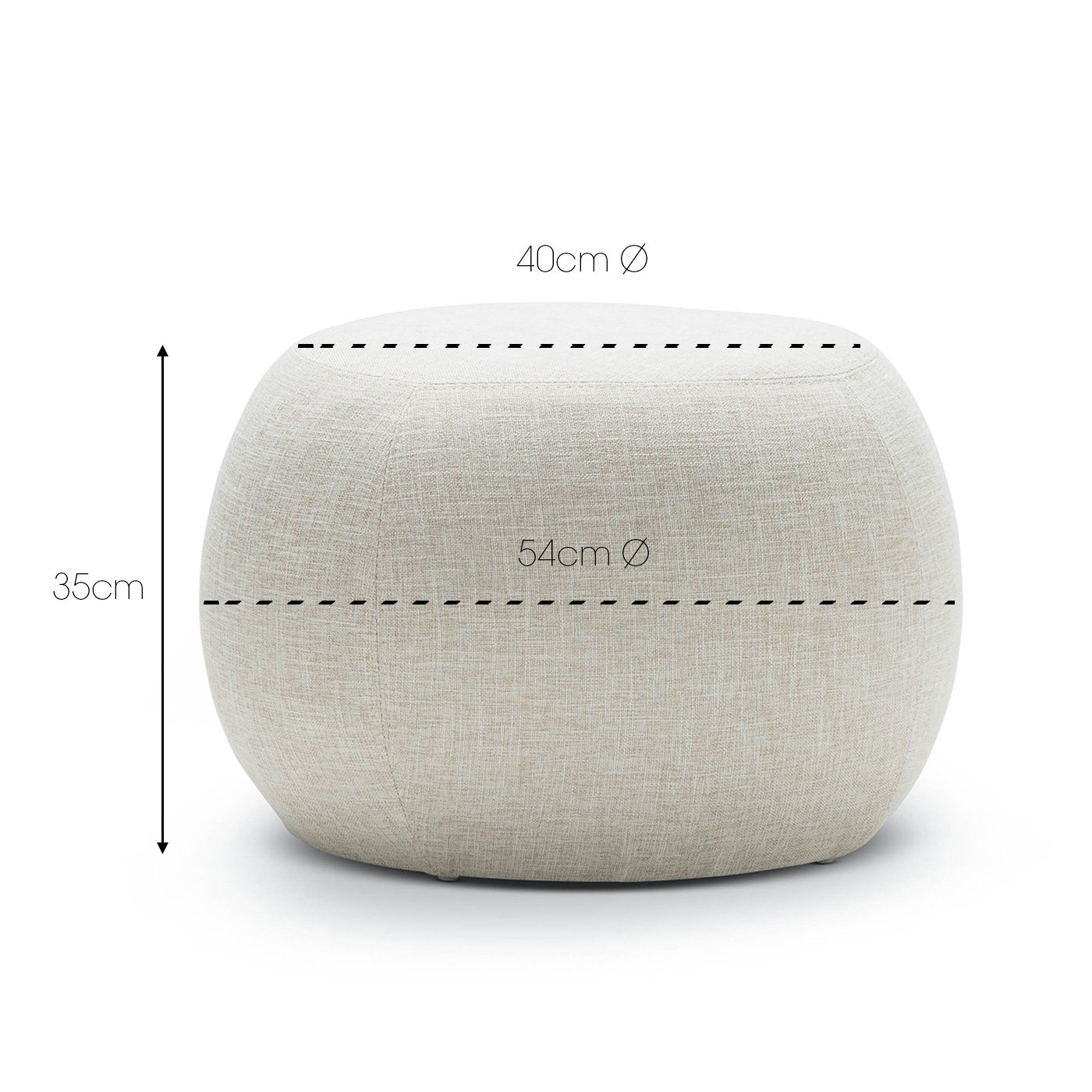 Riley Fabric Cushion Ottoman - Beige - Ottomans