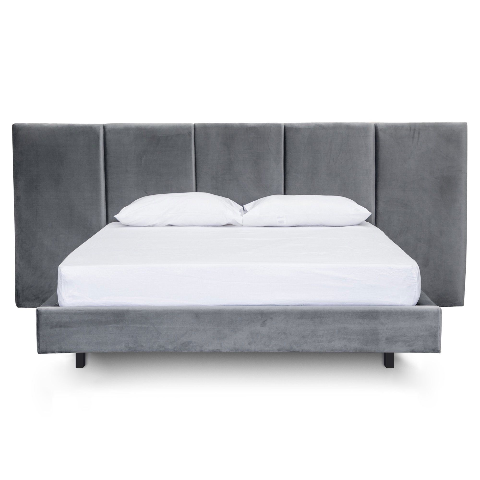 Roman King Bed Frame - Charcoal Velvet - Beds