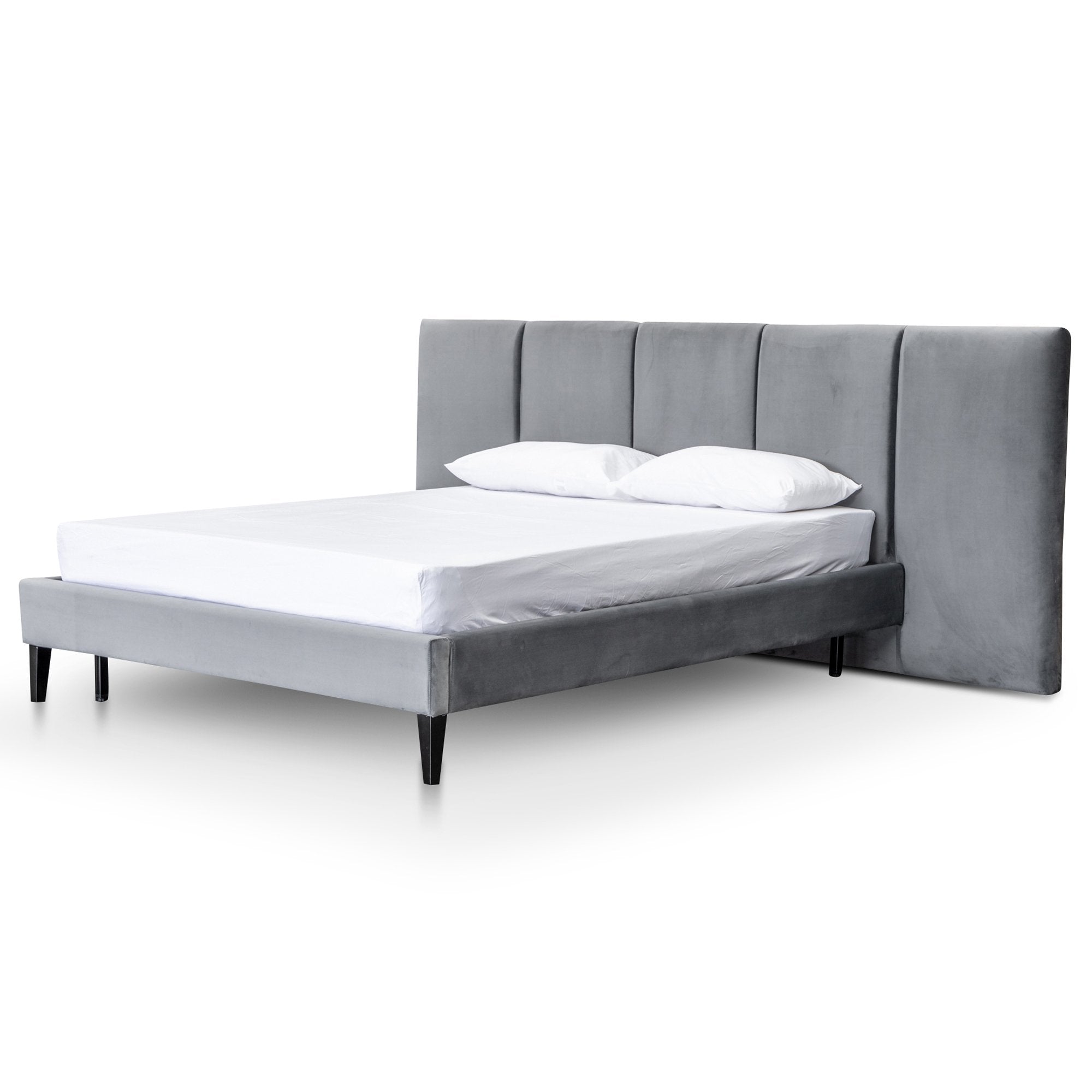 Roman Velvet King Bed Frame - Charcoal - Beds