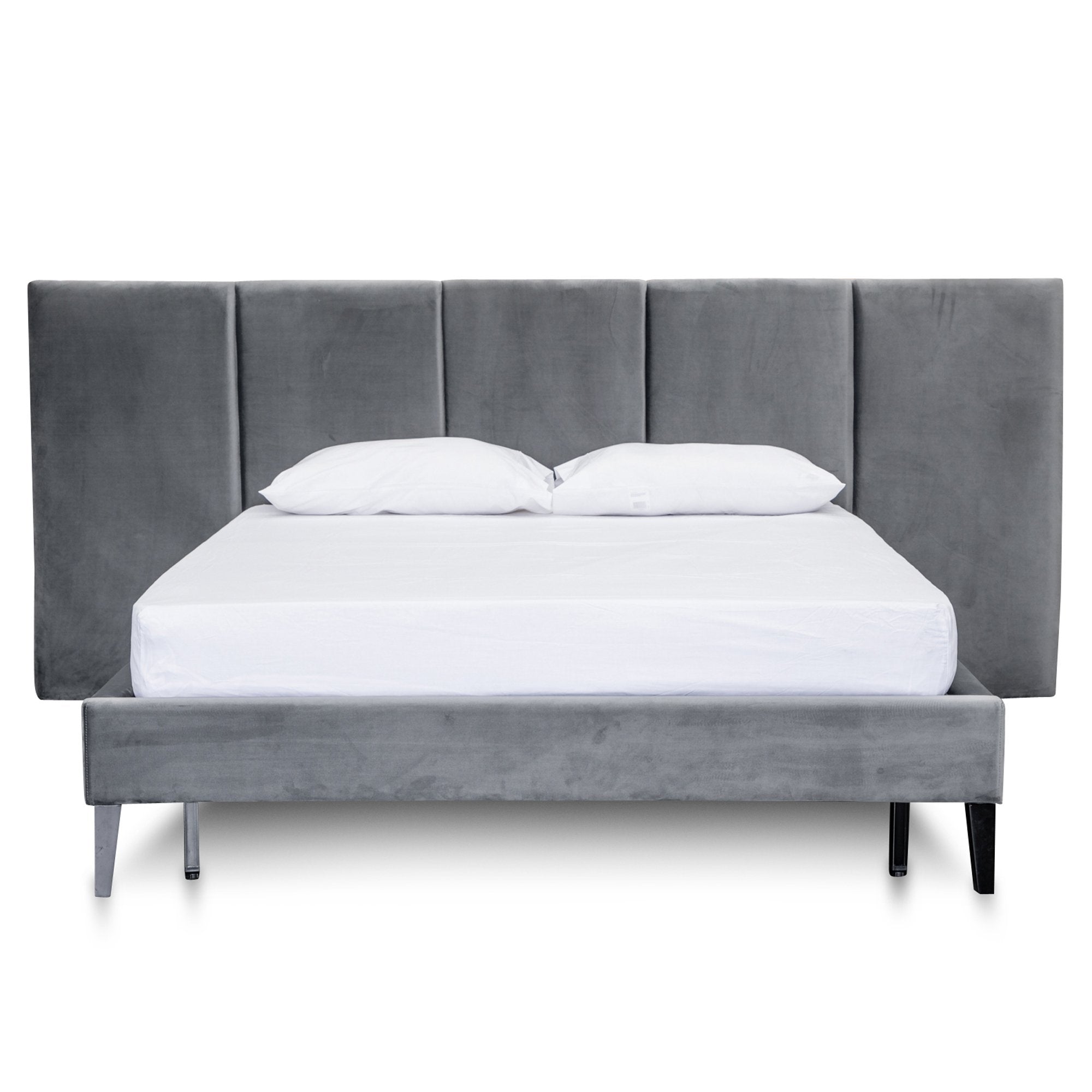 Roman Velvet King Bed Frame - Charcoal - Beds