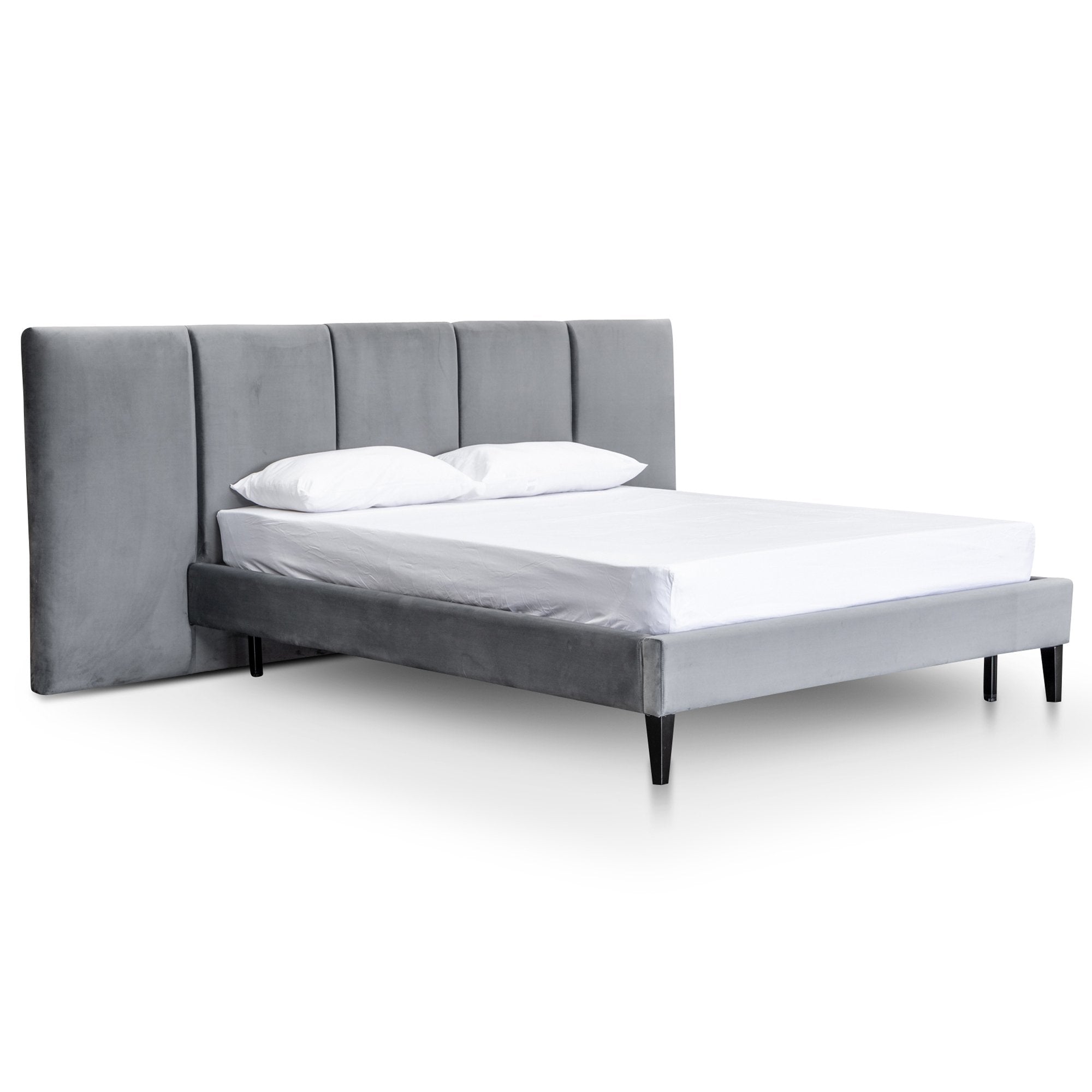 Roman Velvet King Bed Frame - Charcoal - Beds