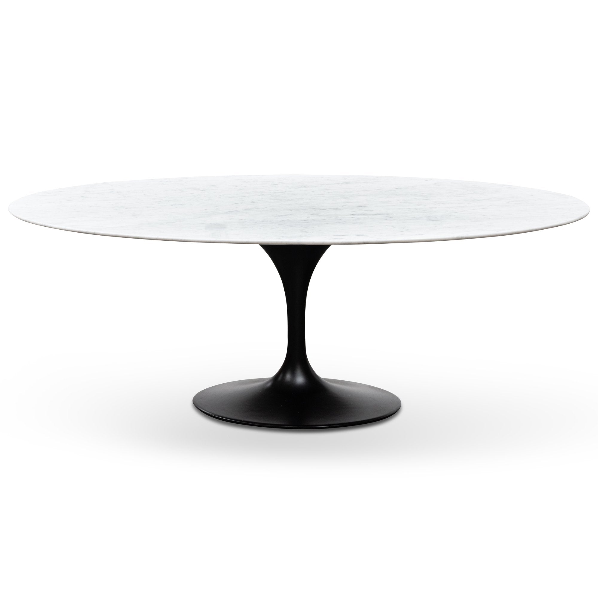 Rose 2m White Marble Oval Dining Table - Black Base - Dining Tables
