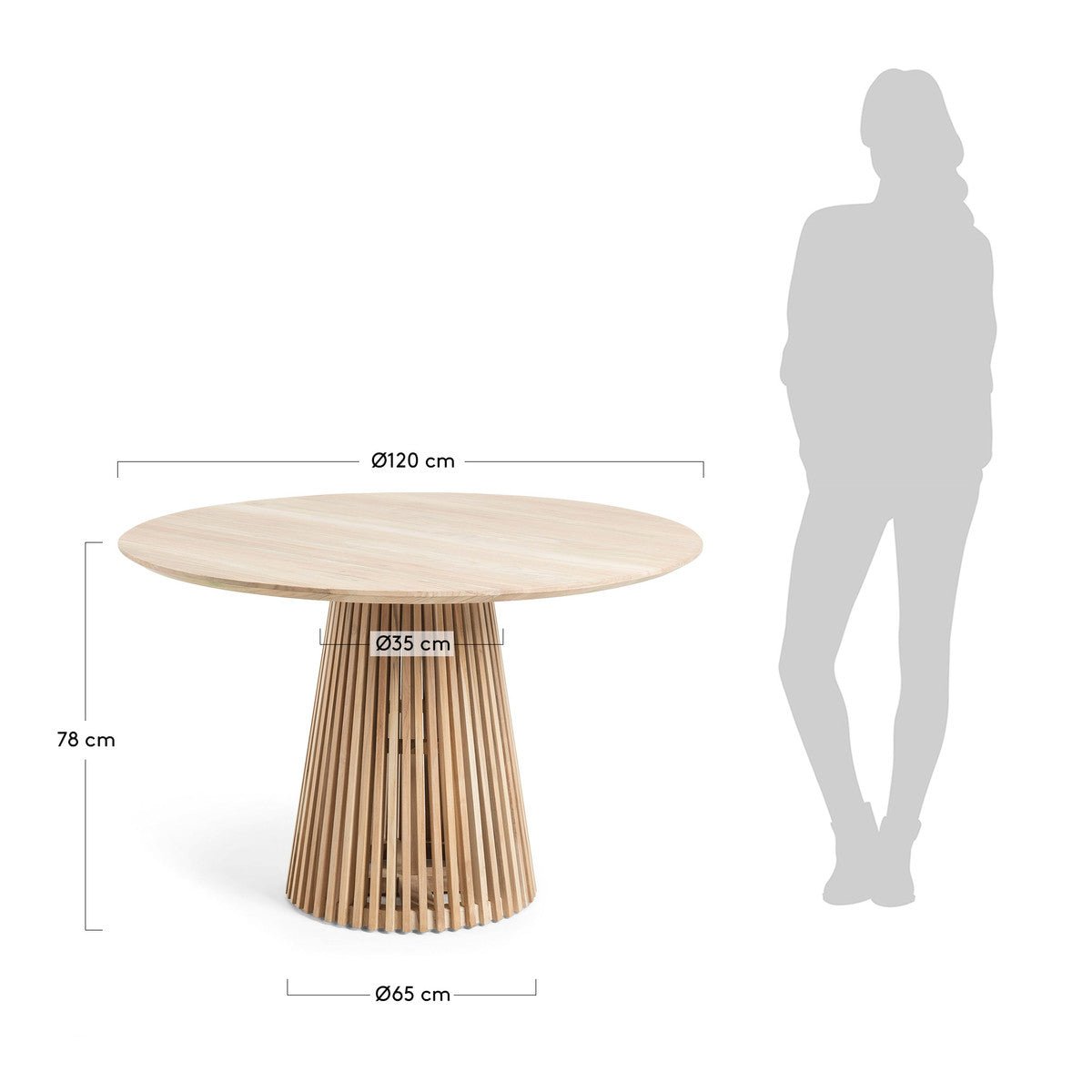 Rume Solid Timber Round Dining Table - Natural - Dining Tables