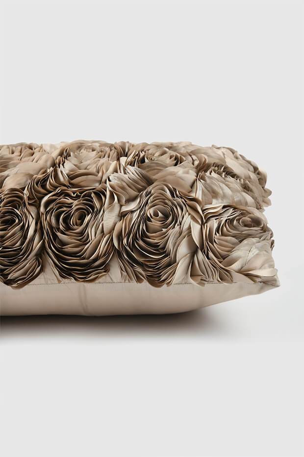 Ruza Ruffle Pillow Cover , Gold - Pillow Covers