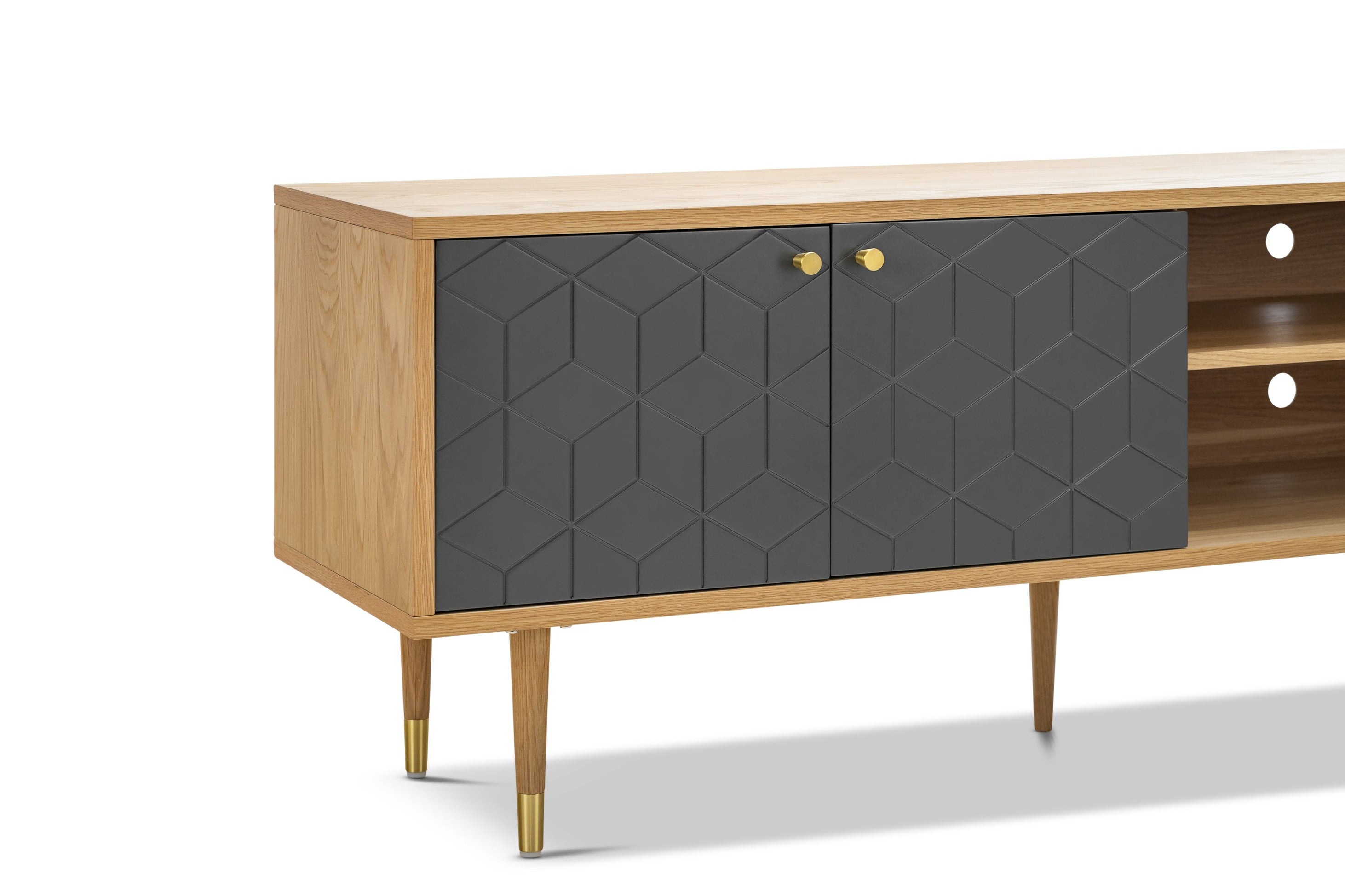 Sawyer Light Oak Entertainment Unit - Dark Grey - TV Units