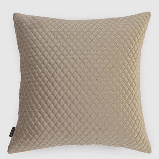Scallop Quilted Velvet Pillow Cover , Beige - Pillow Covers