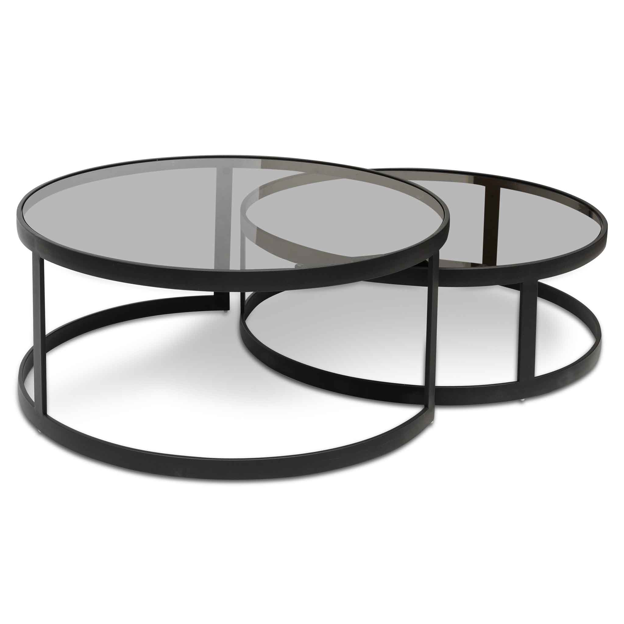 Scarlett Nested Grey Glass Coffee Table - Coffee Table