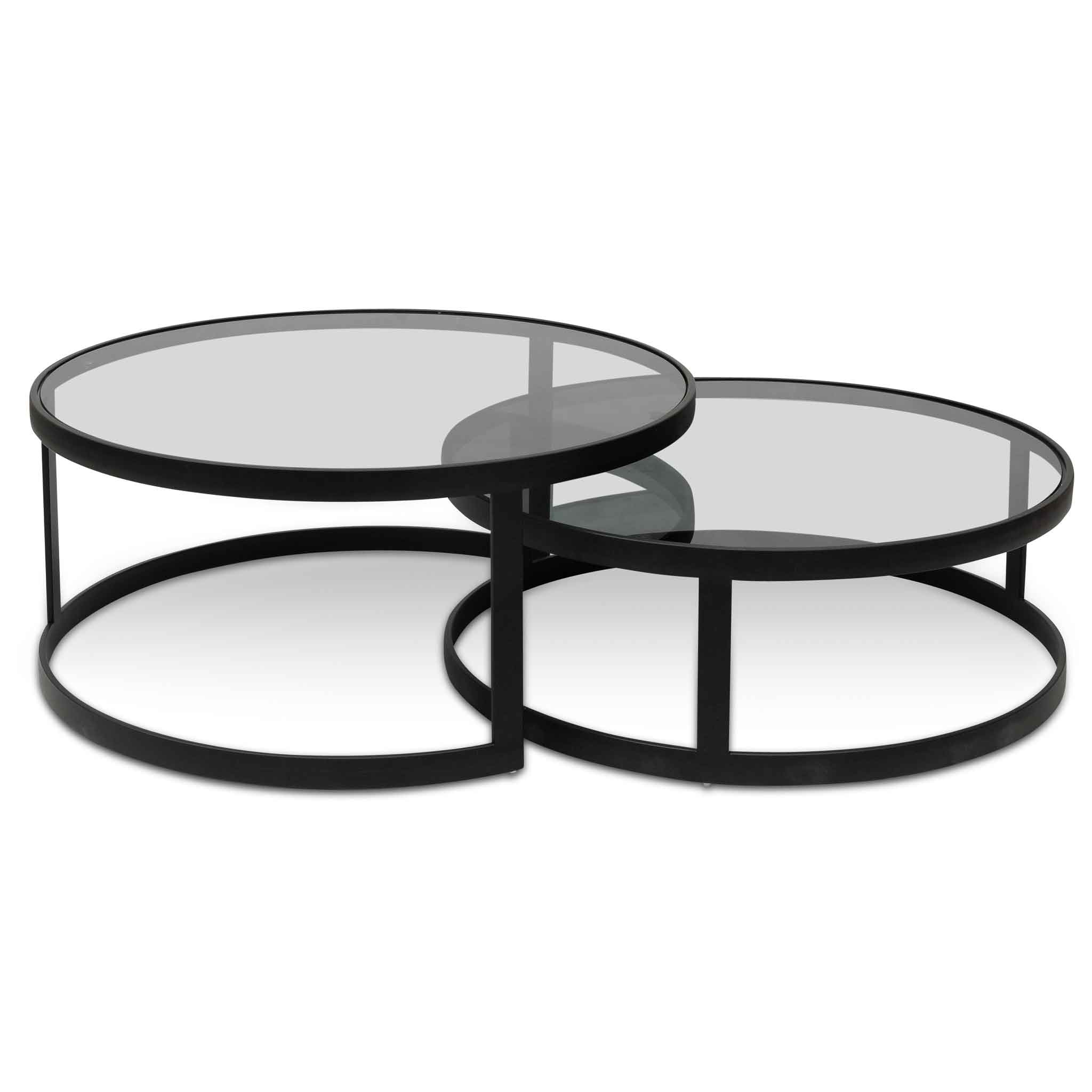 Scarlett Nested Grey Glass Coffee Table - Coffee Table